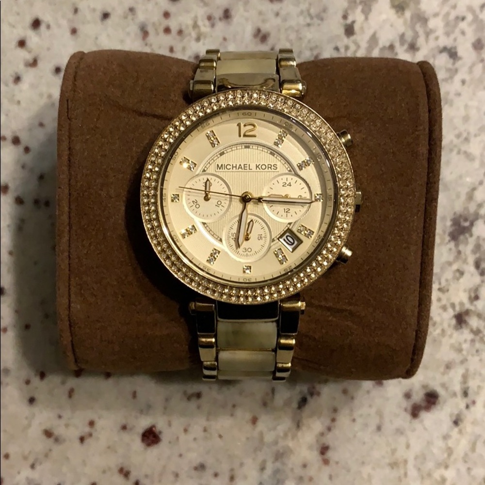 Michael Kors Gold and Cream Tortoise Shell Watch